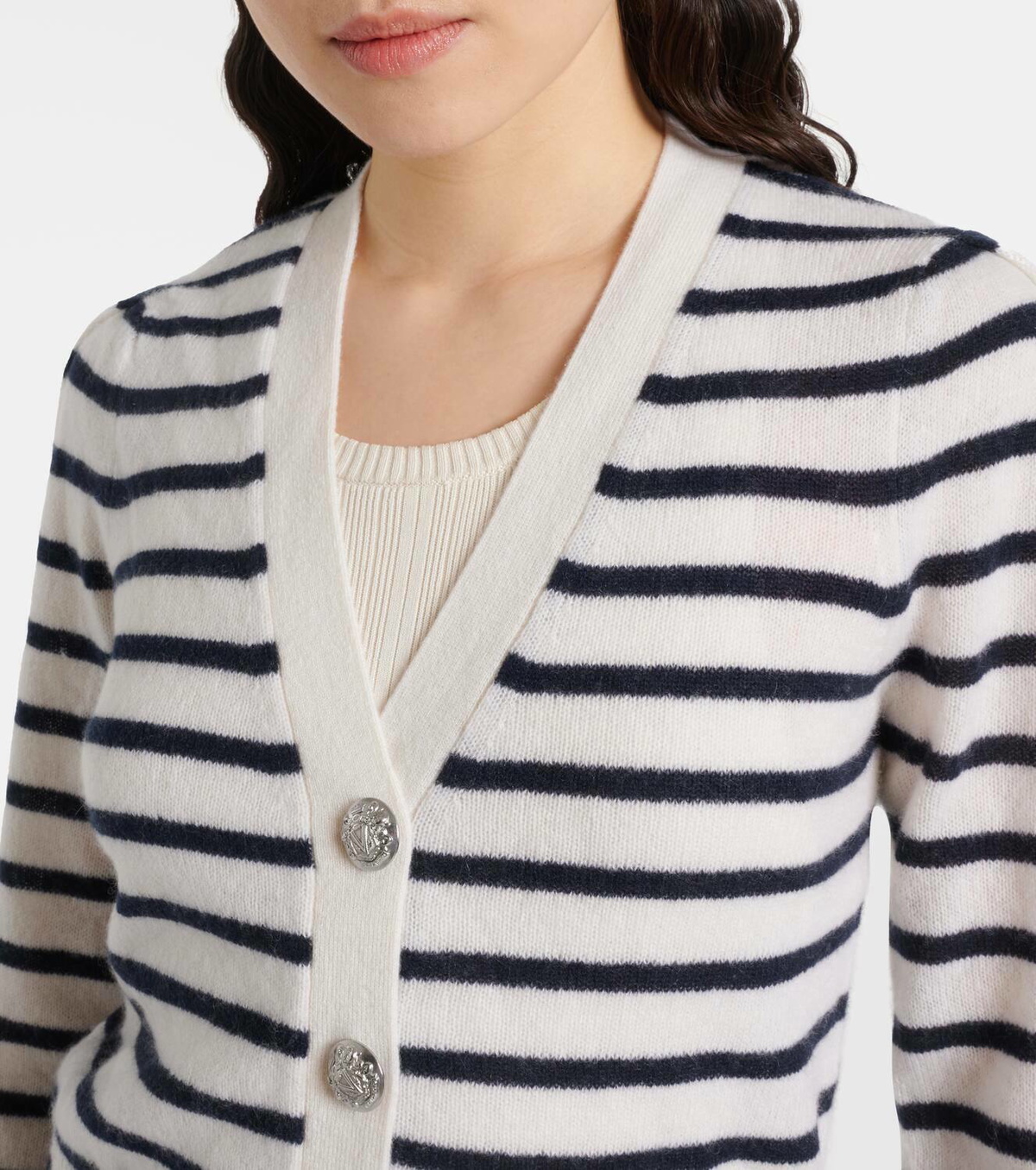 Veronica Beard Solene striped cashmere cardigan