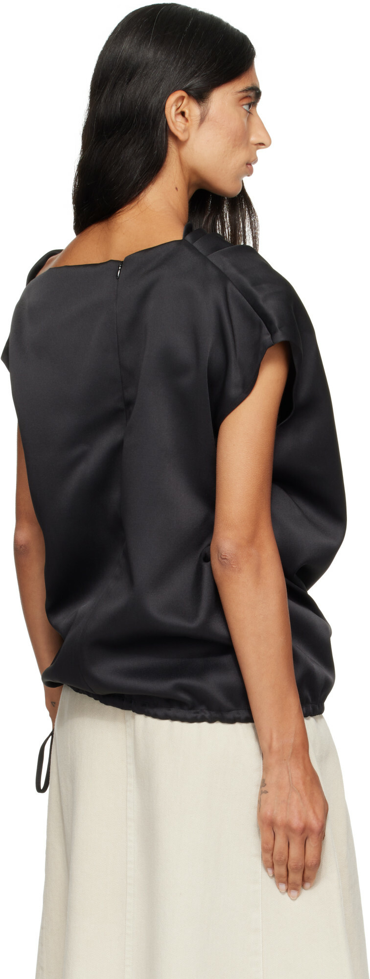 LE17SEPTEMBRE Black Soft Draped Asymmetric Top