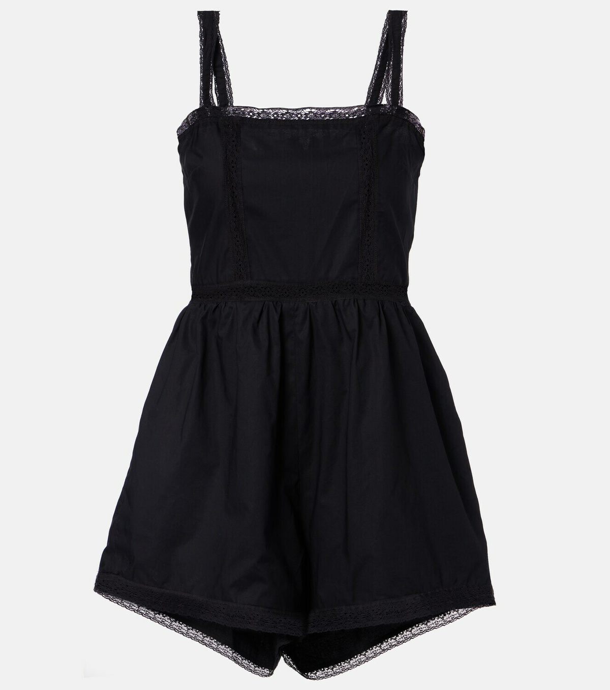 Faithfull Emilia lace-trimmed cotton romper