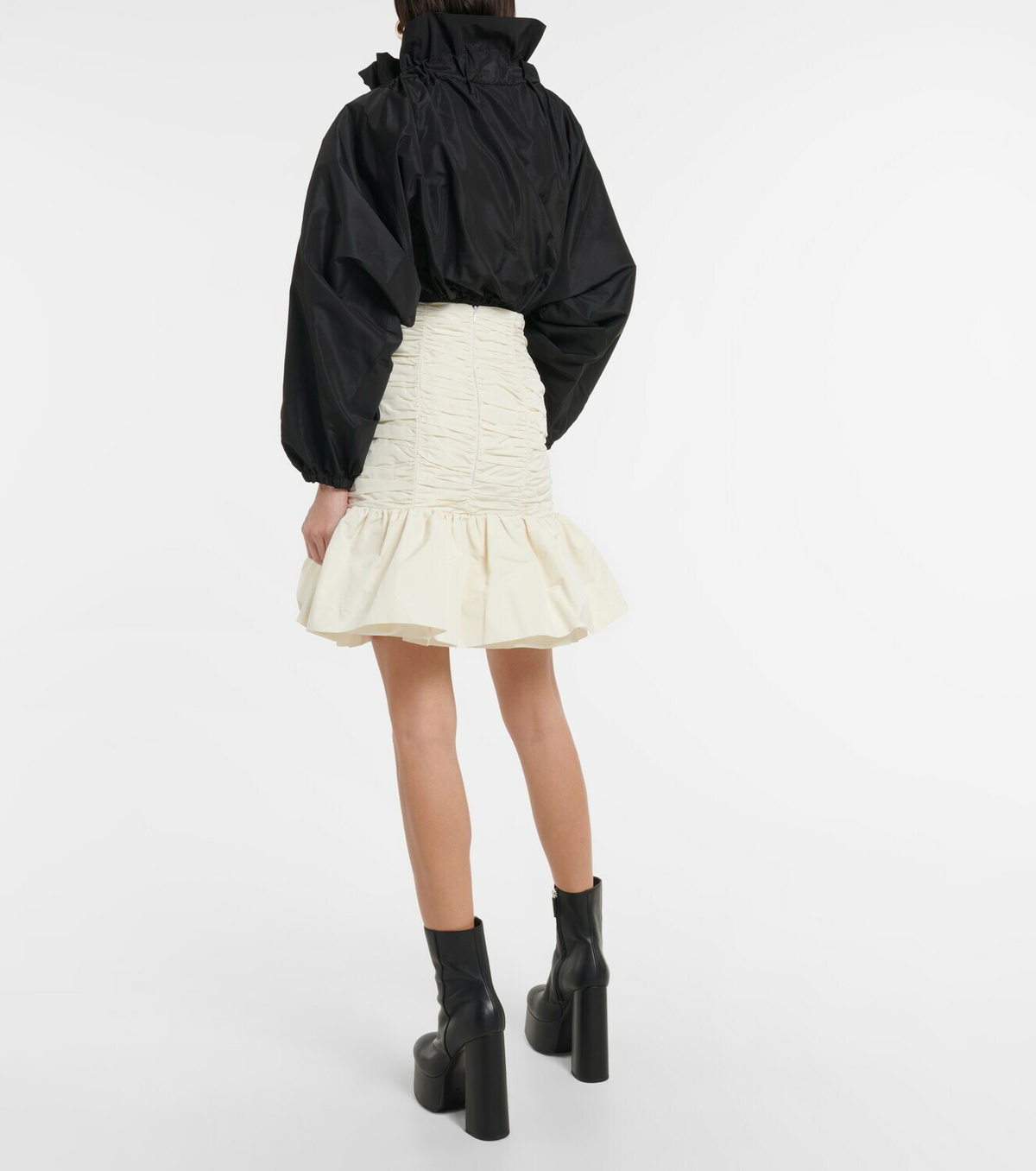 パトゥ PATOU Ruched faille miniskirt ホワイト Patou Ruched faille miniskirt Patou