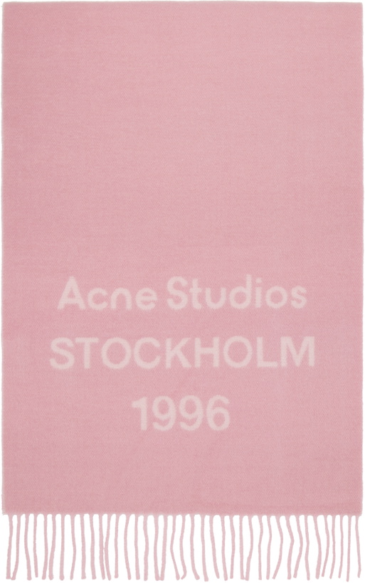 Photo: Acne Studios Pink Wide Logo Scarf