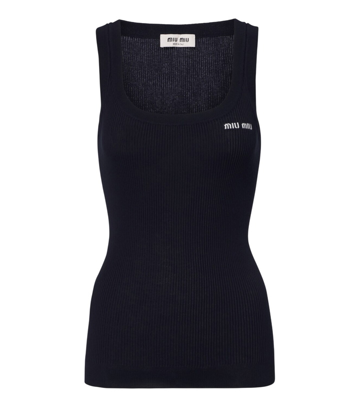 Photo: Miu Miu Ribbed-knit cotton tank top