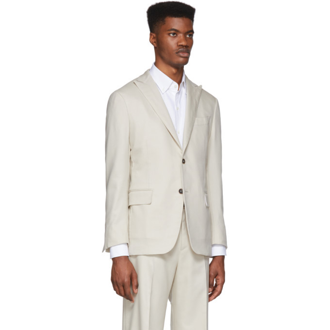 Eidos Beige Peak Lapel Blazer