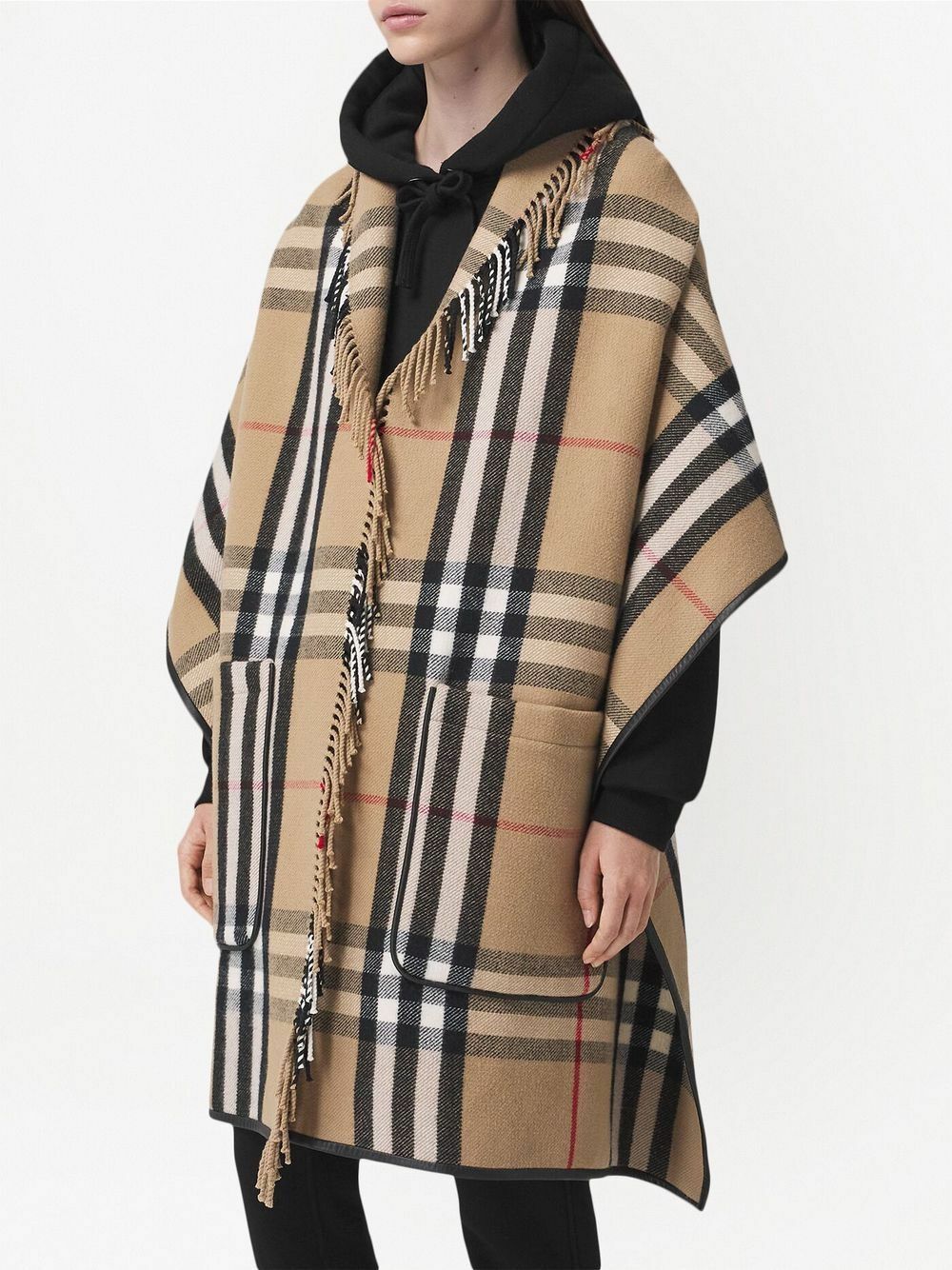 BURBERRY - Wool And Cashmere Blend Checked Cape Burberry