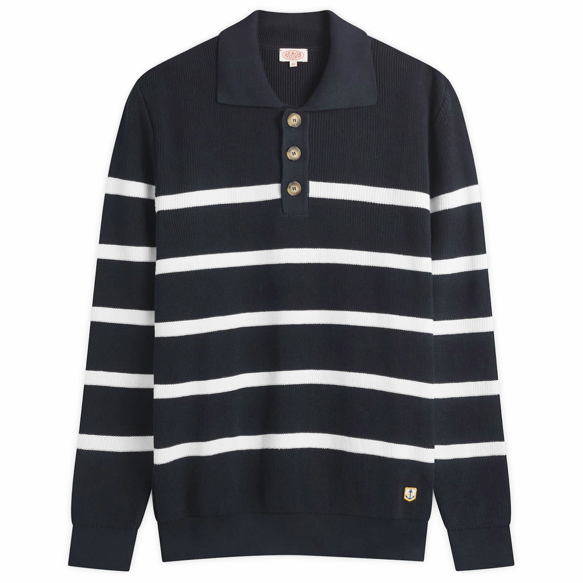 Armor-Lux Men's Knit Polo in Marine Deep/Blanc