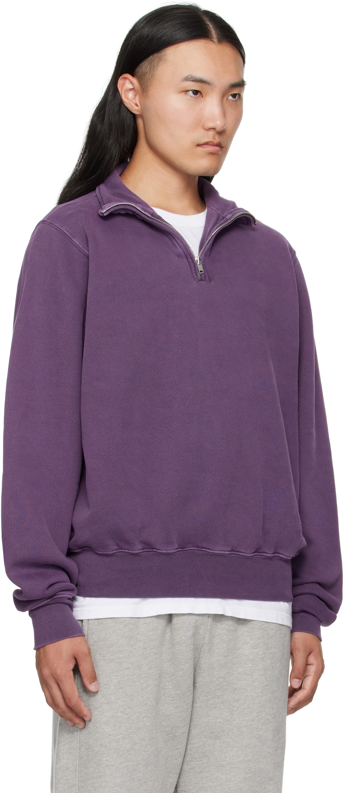 Les Tien Purple Heavyweight Banded Yacht Sweatshirt