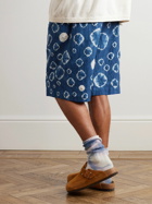 11.11/eleven eleven - Wide-Leg Tie-Dyed Cotton Drawstring Shorts - Blue