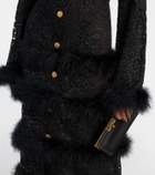 Alessandra Rich Feather-trimmed lace coat