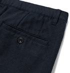 Hartford - Tanker Tapered Pleated Wool-Blend Flannel Trousers - Blue