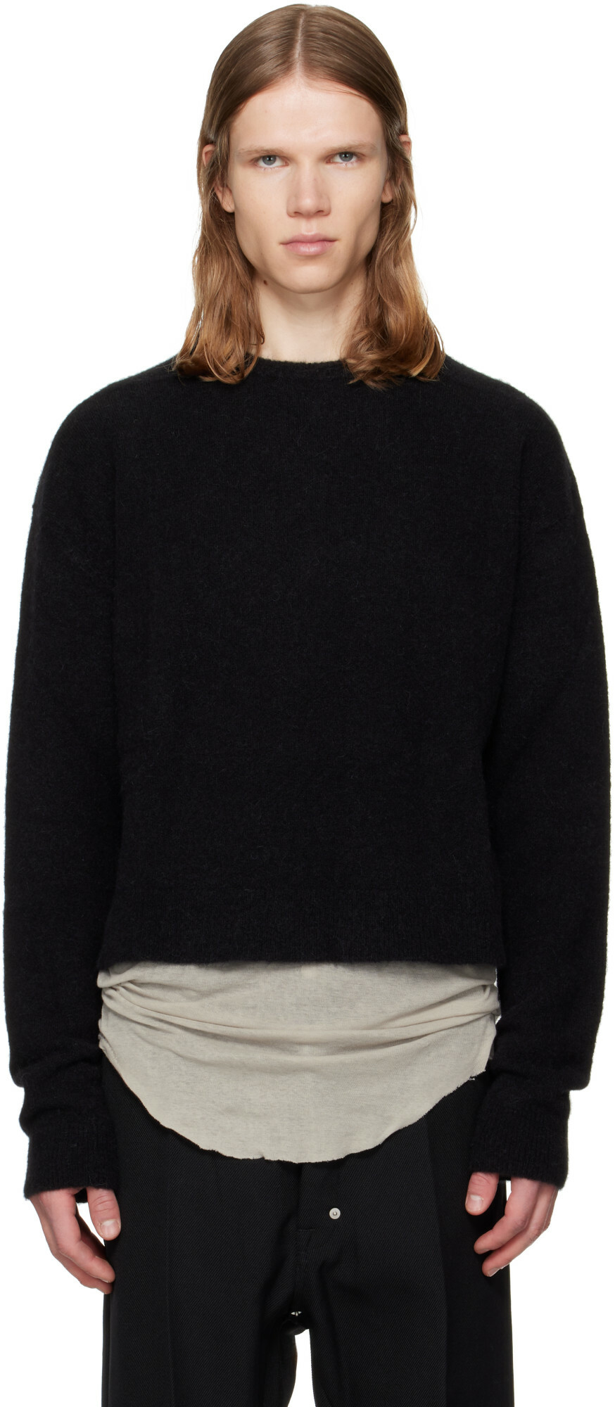 Rick Owens Black Tower Round Neck Sweater