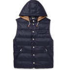 Brunello Cucinelli - Quilted Shell Hooded Down Gilet - Blue