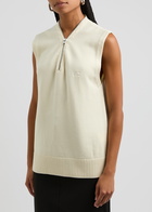 Courrèges Logo-appliqué Half-zip Wool Vest Natural