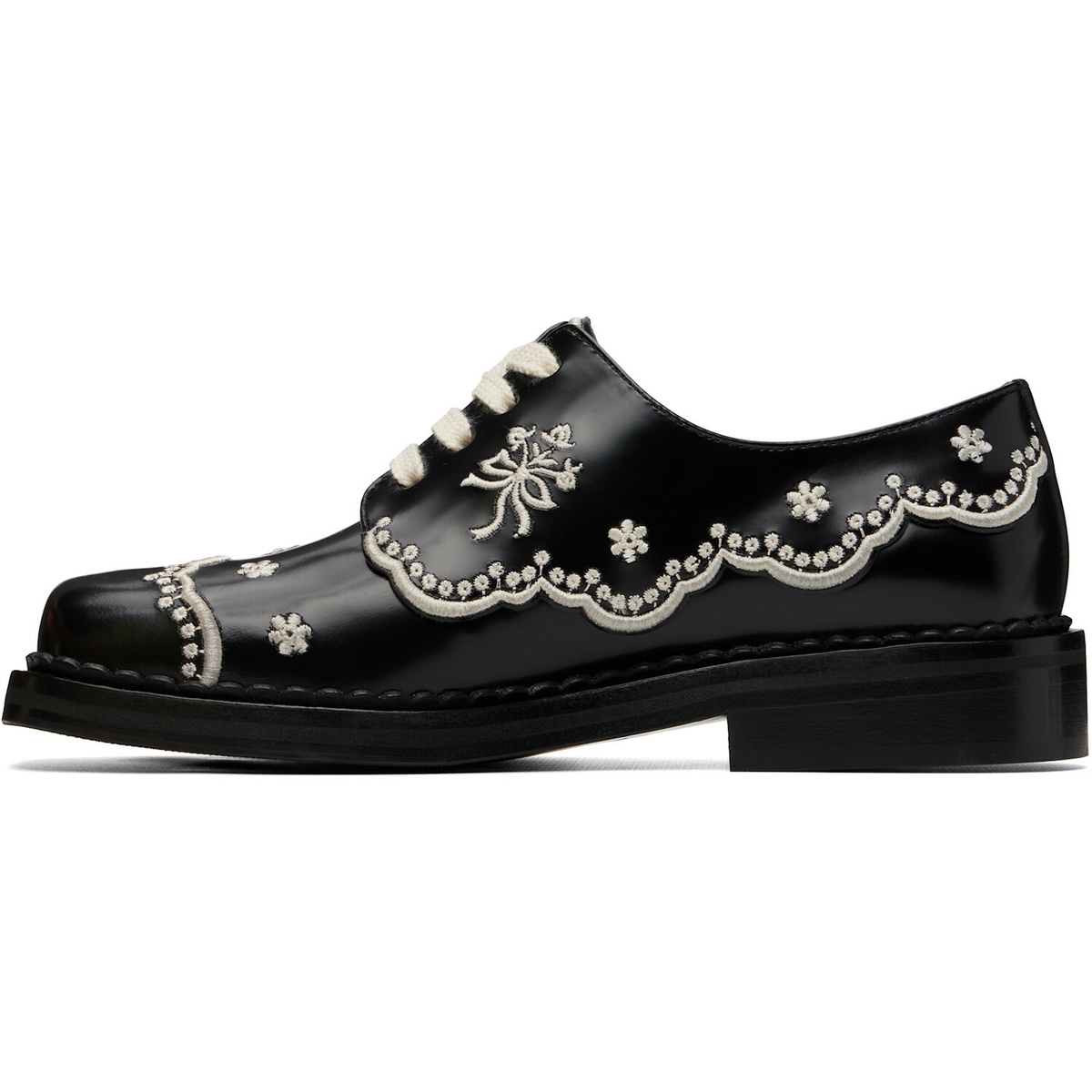 Simone Rocha Black Floral Lace Brogue Derbys