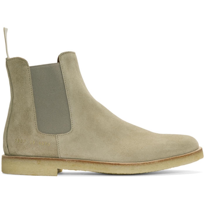 Photo: Common Projects Grey Suede Chelsea Boots  