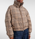 Brunello Cucinelli Checked leather-trimmed down jacket