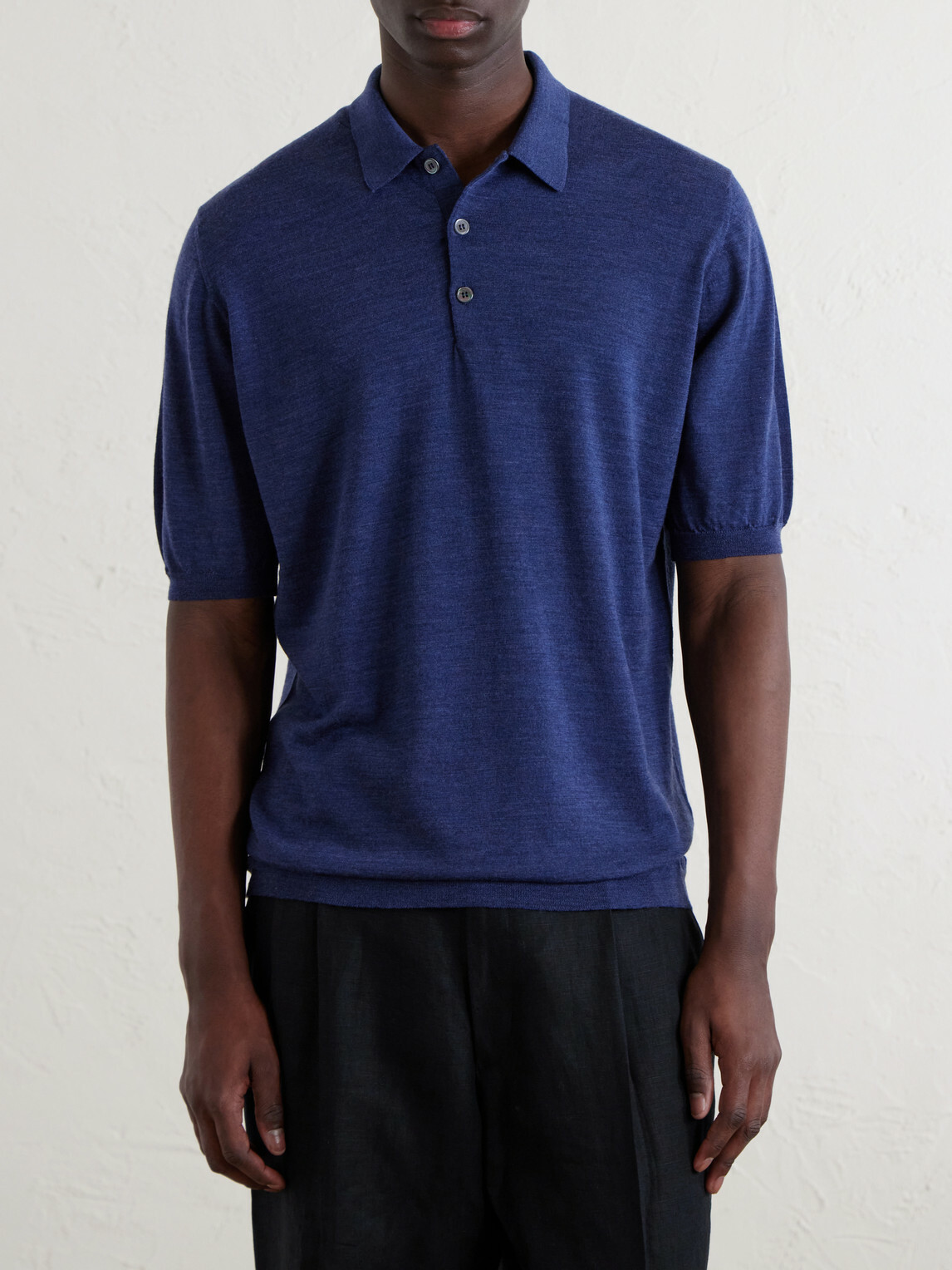 William Lockie - Virgin Wool Polo Shirt - Blue