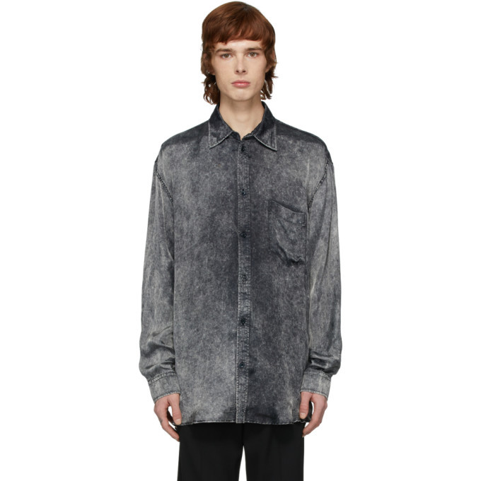 Photo: Balenciaga Black Satin Acid Wash Shirt