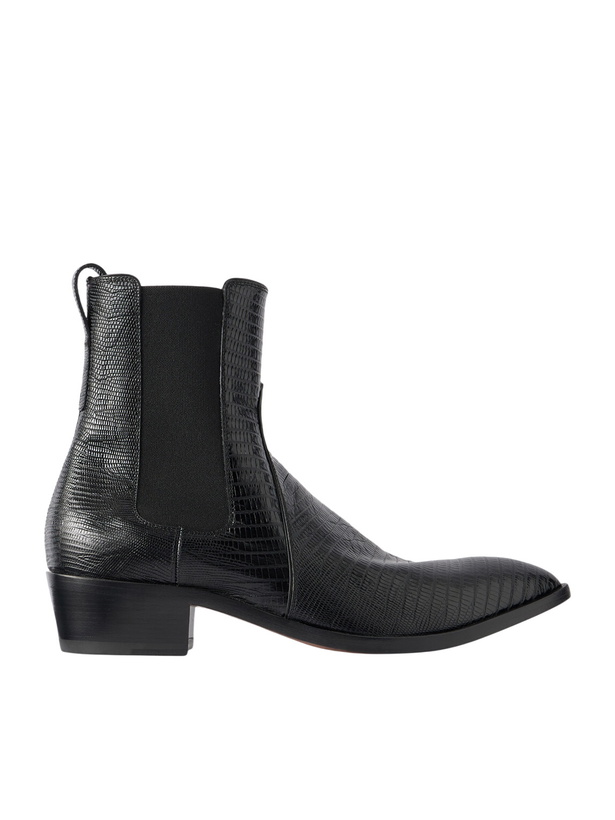 Photo: TOM FORD - Dagger Lizard-Effect Leather Chelsea Boots - Black