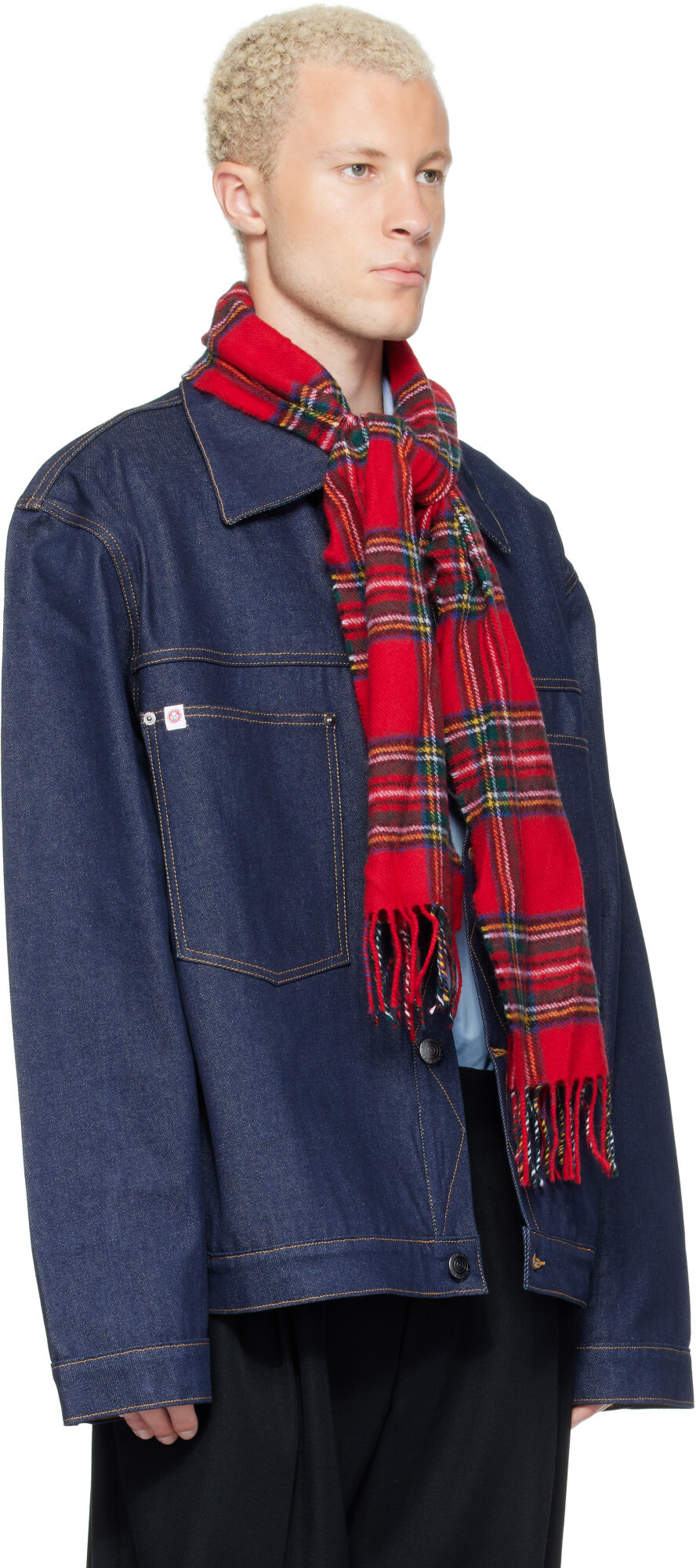 Charles Jeffrey LOVERBOY Navy Scarf Denim Jacket