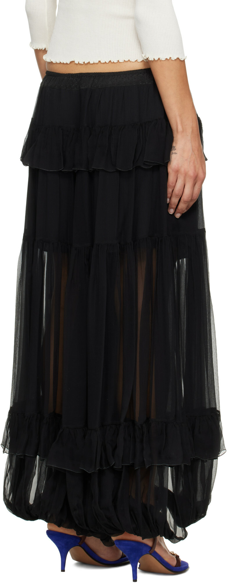 Chloé Black Fluid Pleated Silk Trousers