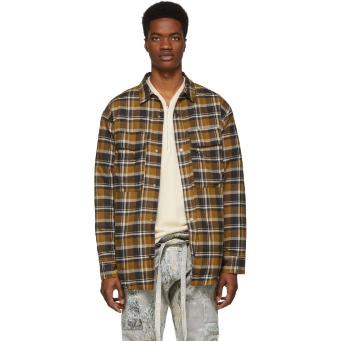 Photo: Fear of God Brown Plaid Flannel Shirt Jacket