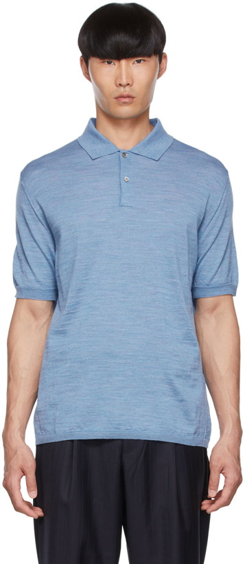 Photo: Comme des Garçons Homme Deux Blue Wool Polo