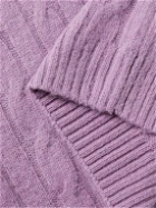 Aspesi - Cable-Knit Brushed-Wool Sweater - Purple