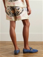 AMIRI - Straight-Leg Printed Silk-Twill Drawstring Shorts - Neutrals