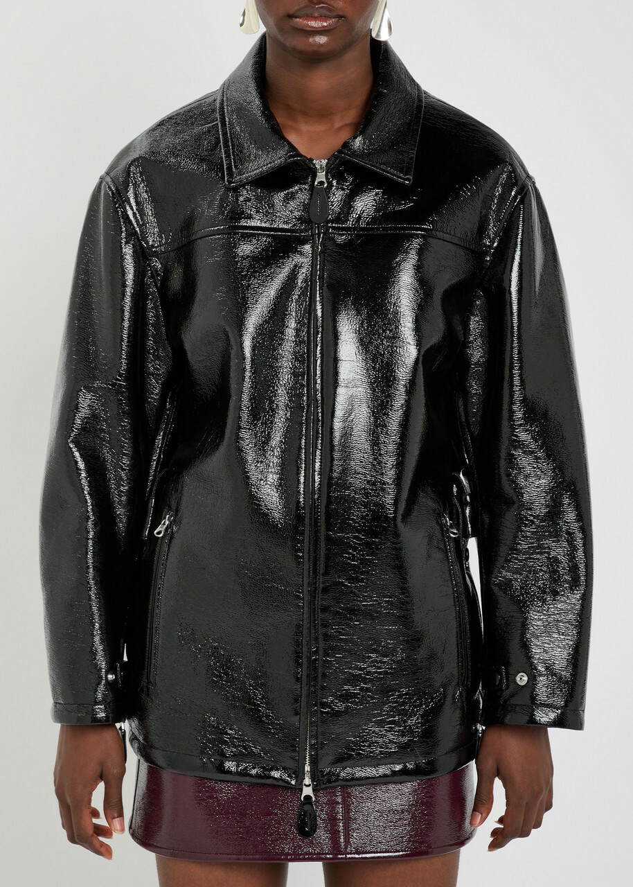 Courrèges Quilted Faux Patent Leather Jacket Black