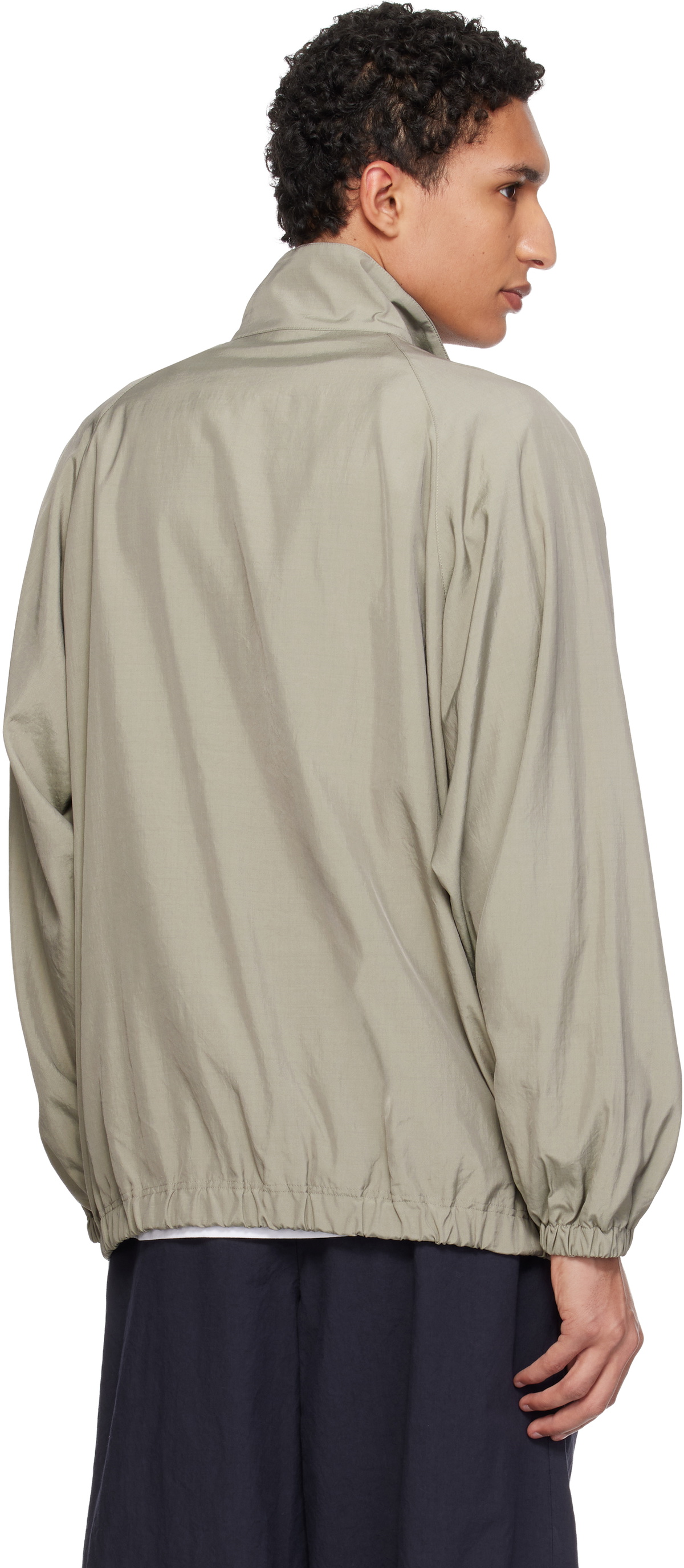 YOKE Khaki Silk Nylon 3/4 Zip Pullover Jacket