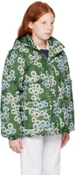 Mini Rodini Kids Green Daisys Puffer Jacket
