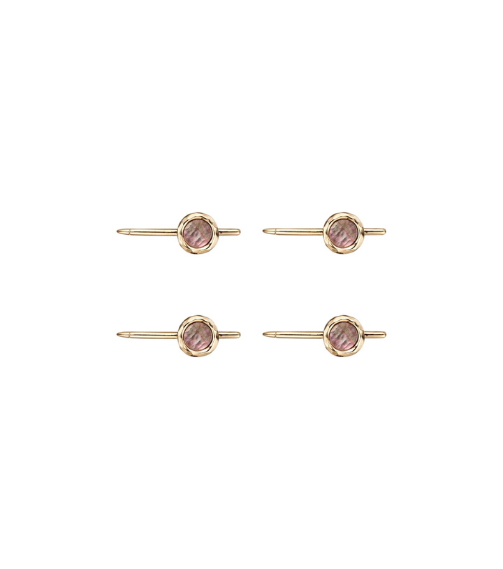 Photo: Octavia Elizabeth Nesting Gem Stone set of 4 18kt gold tuxedo studs with mother-of-pearls