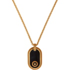 Versace Gold and Black Medusa Resin Oval Pendant Necklace