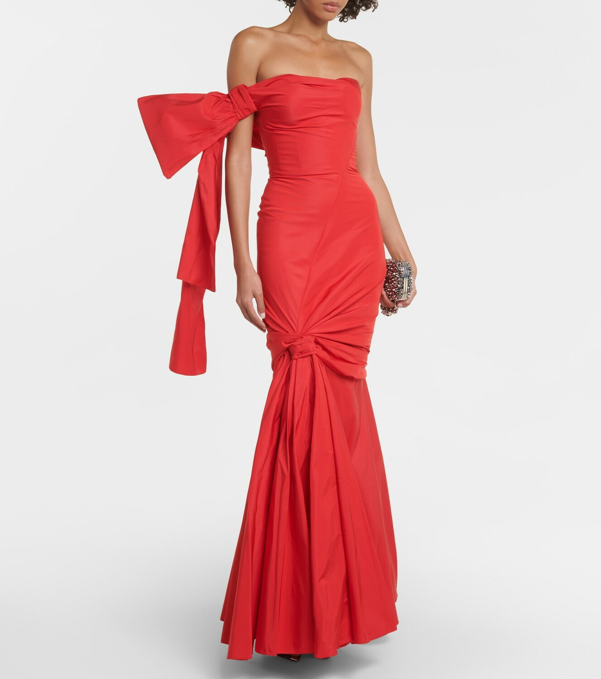 Alexander McQueen Bow-detail bustier polyfaille gown