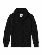 S.N.S Herning - Epigon III Slim-Fit Shawl-Collar Textured Virgin Wool Cardigan - Black