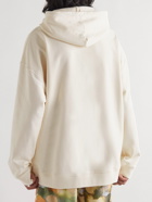 Loewe - Anagram Leather-Trimmed Cotton-Jersey Hoodie - Neutrals