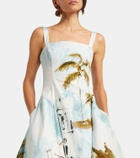 Oscar de la Renta Printed cotton-blend poplin midi dress