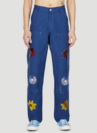 Sky High Farm Workwear - Embroidered Cargo Pants in Dark Blue