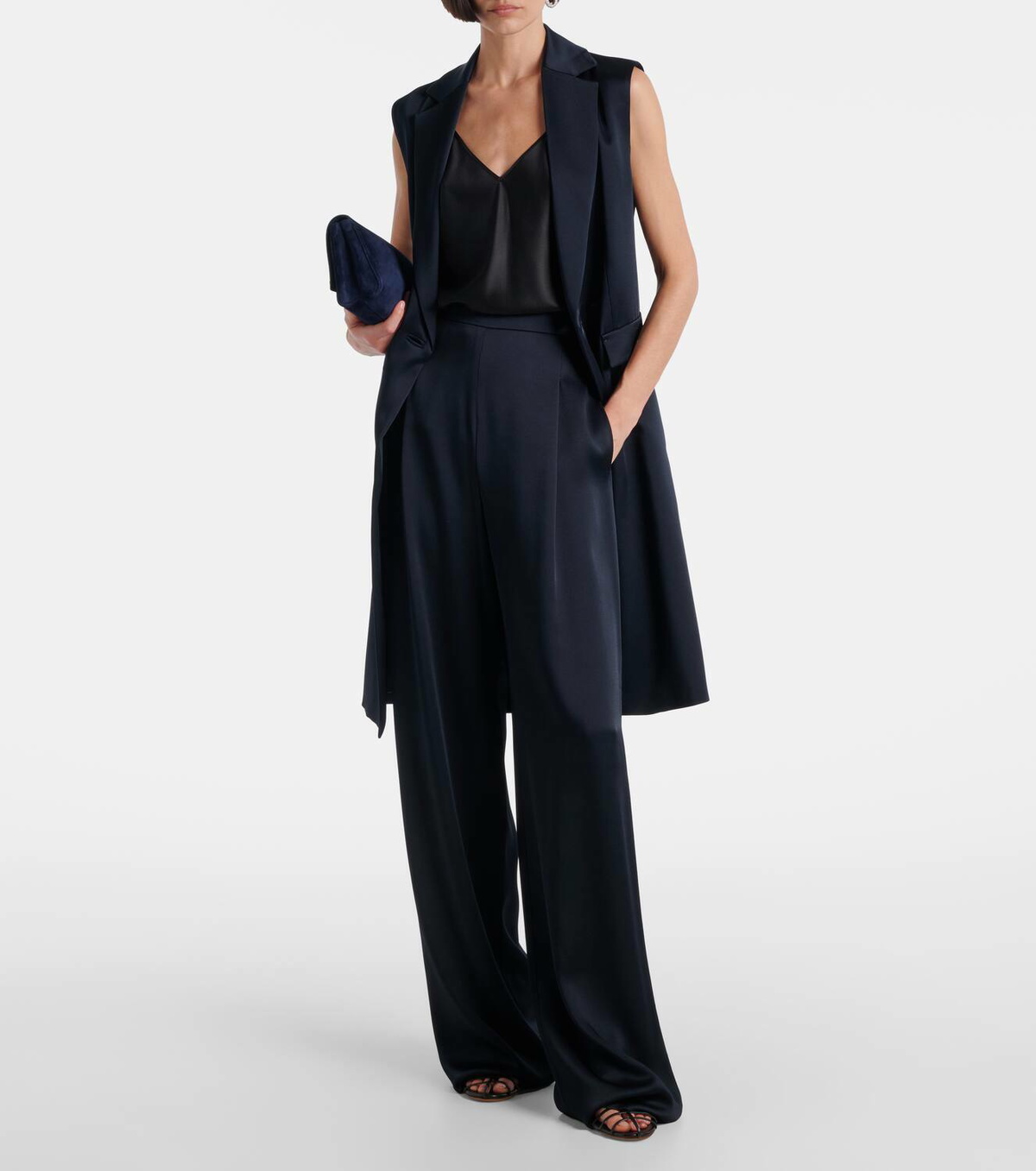 VIP【送料関税込】MAX MARA SATIN WIDE-LEG SILK TROUSERS Avio high-rise silk satin wide-leg pants in purple - Max