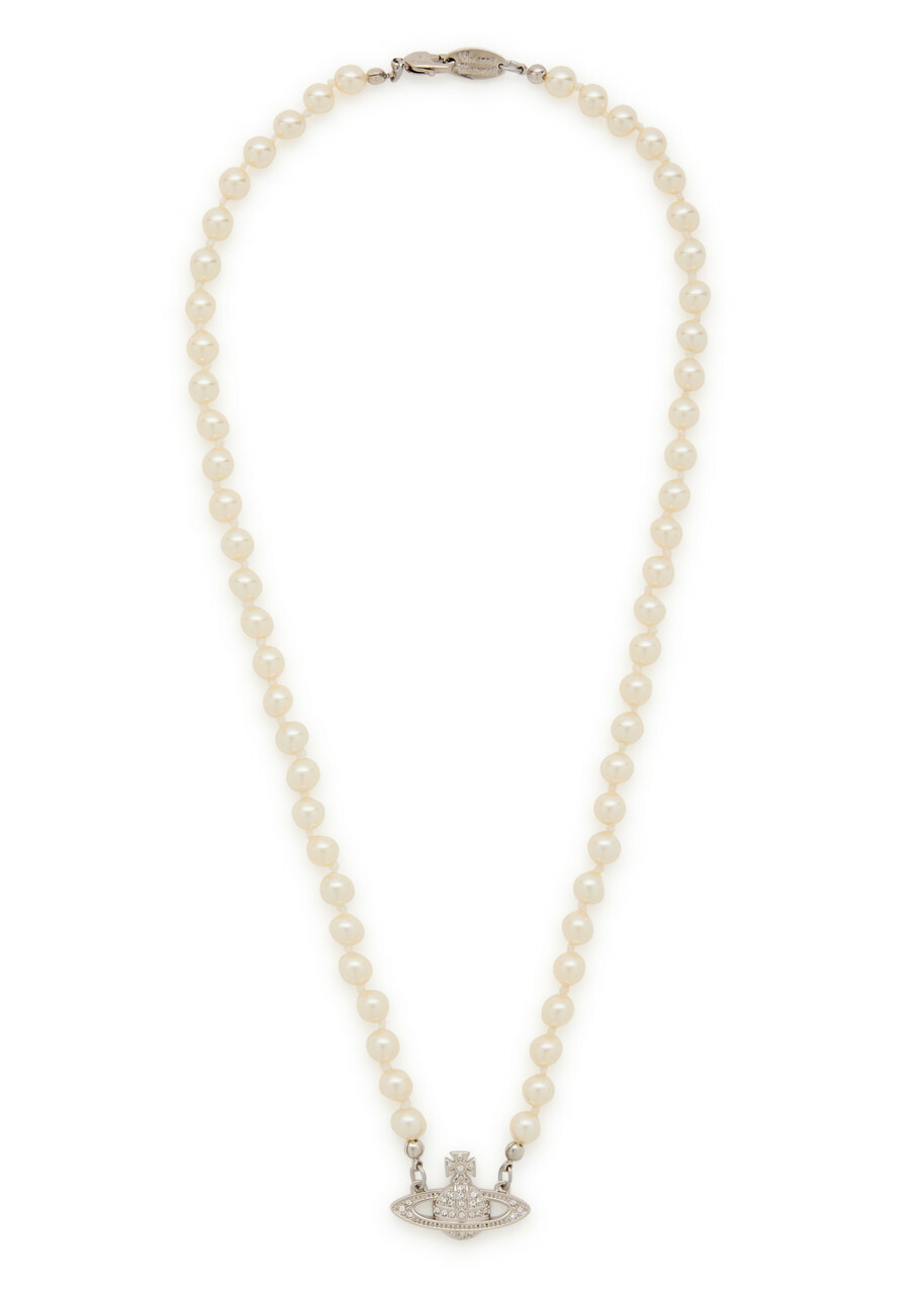 Vivienne Westwood Mini Bas Relief Faux Pearl Necklace - White - One Size