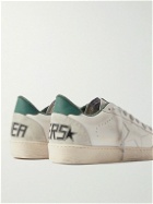 Golden Goose - Ball Star Distressed Suede-Trimmed Leather Sneakers - Neutrals