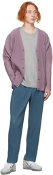 Homme Plissé Issey Miyake Purple Color Pleats Cardigan