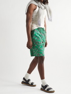 Isabel Marant - Vaiboh Wide-Leg Floral-Print Cotton-Twill Drawstring Shorts - Green