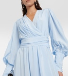Costarellos Draped silk midi dress