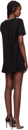 AREA Black Crystal Bow V-Neck T-shirt Minidress
