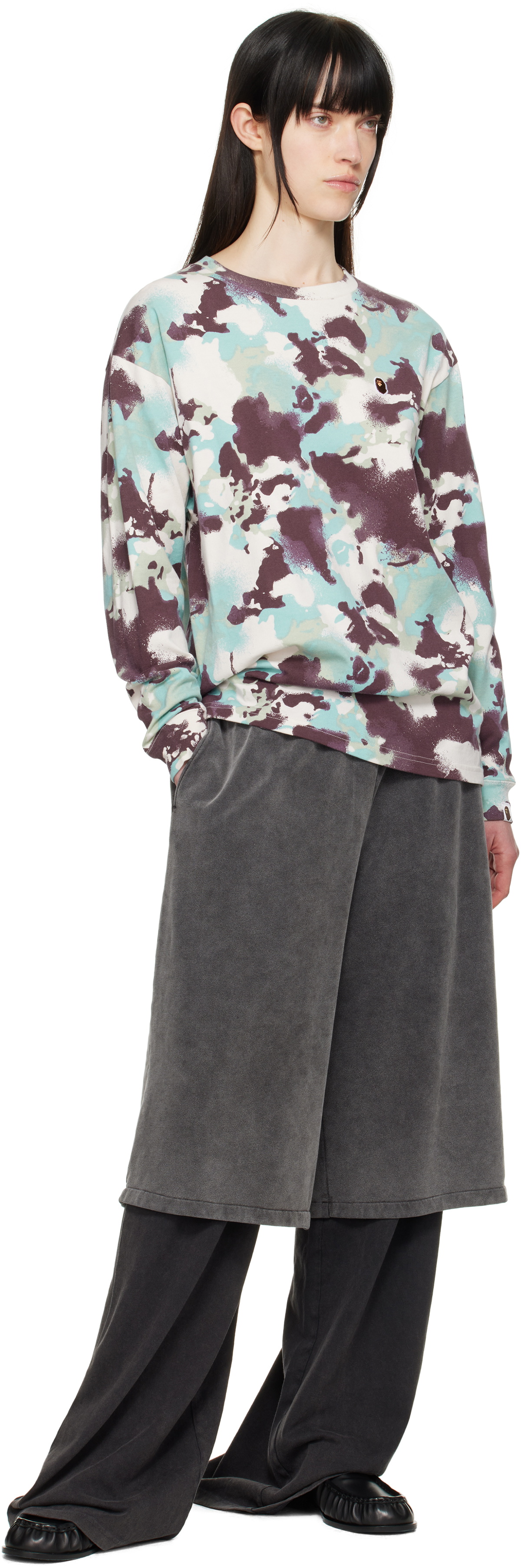 BAPE Blue & Purple Map Camo Long Sleeve T-shirt A Bathing Ape