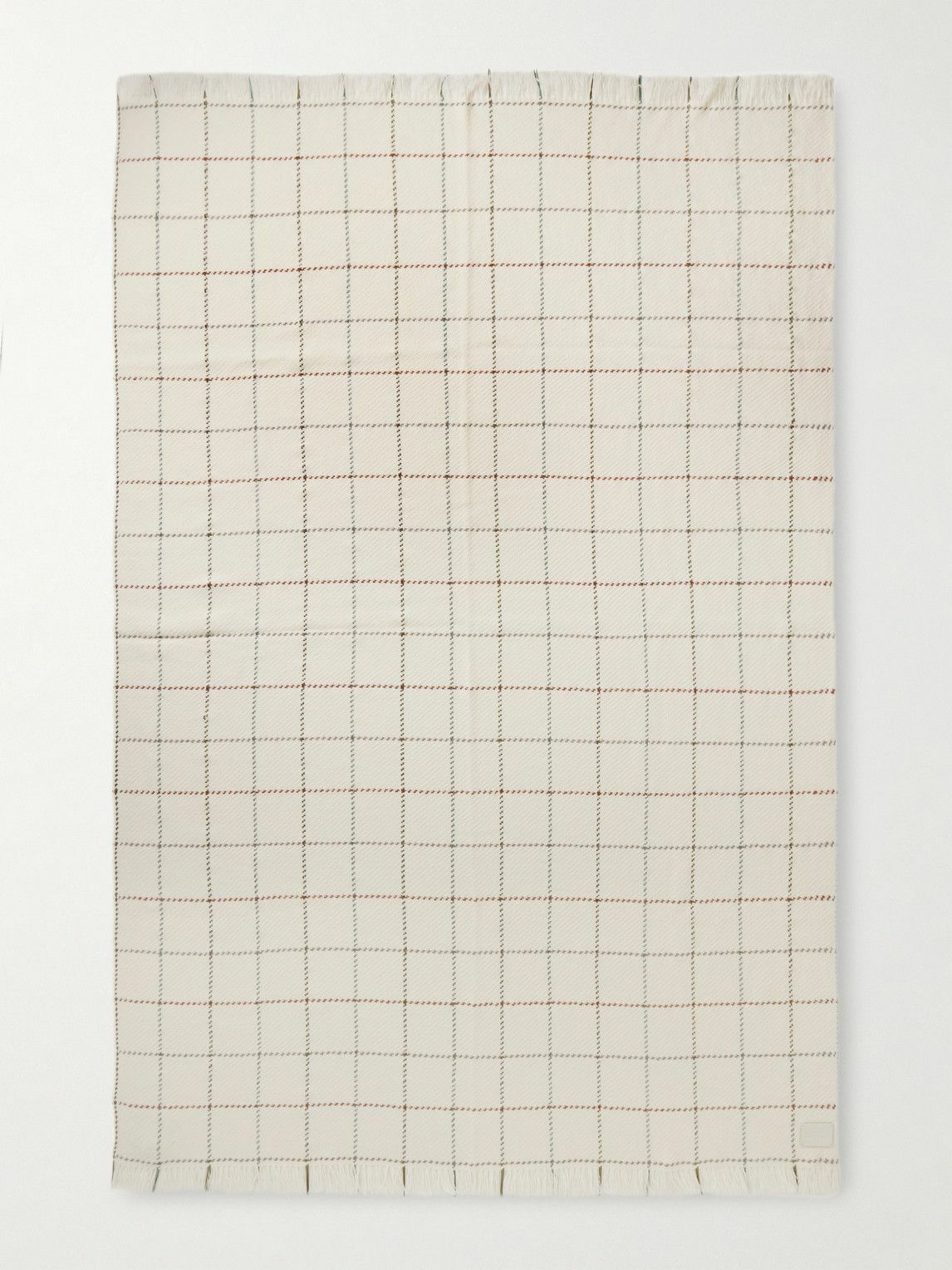 Loro Piana - Leather-Trimmed Fringed Checked Baby Cashmere Blanket