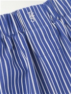 The Frankie Shop - Striped Cotton-Poplin Boxer Shorts - Blue