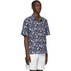 Norse Projects Navy Lawn Print Carsten Short Sleeve Shirt
