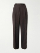 Brioni - Capri Wide-Leg Pleated Wool-Blend Trousers - Brown